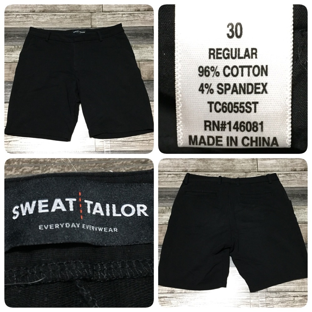 Sweat Tailor Shorts Men’s 30 Black (Inseam 8.5) Stretch Pockets